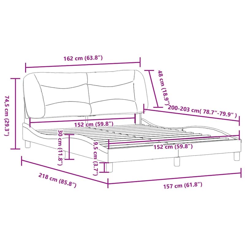 vidaXL Bed Frame without Mattress "Hvar" Light Gray Fabric