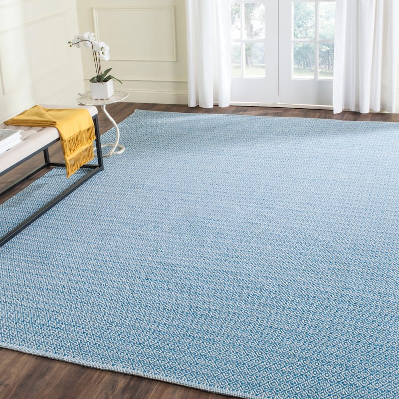 SAFAVIEH Montauk Glyn Handmade Cotton Area Rug - 8' x 10' - Ivory/Blue - Rectangle