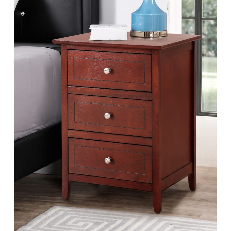 Daniel 3-drawer Transitional Wooden Nightstand - Cherry
