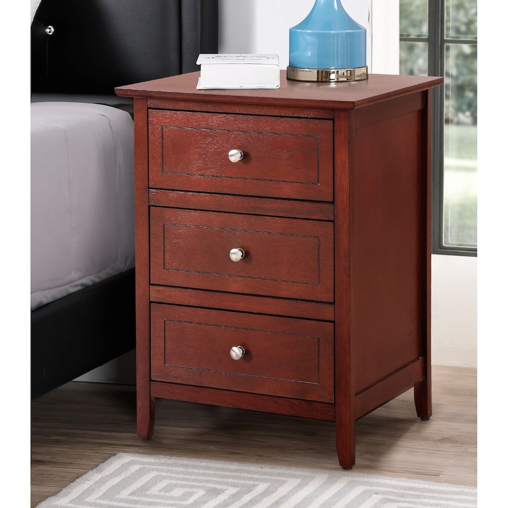 Transitional Cherry Nightstand with Three Drawers