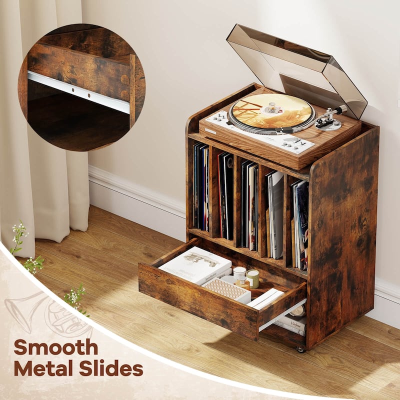 Costway Record Player Stand with Drawer & Record Holder,Lockable - See Details