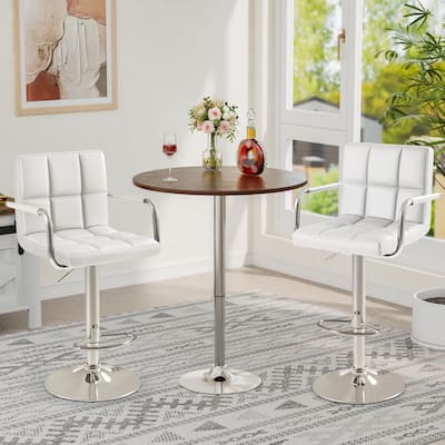 Furniwell Bar Stools Set of 2 Modern Height Adjustable Kitchen Swivel Barstool with Armrest - N/A