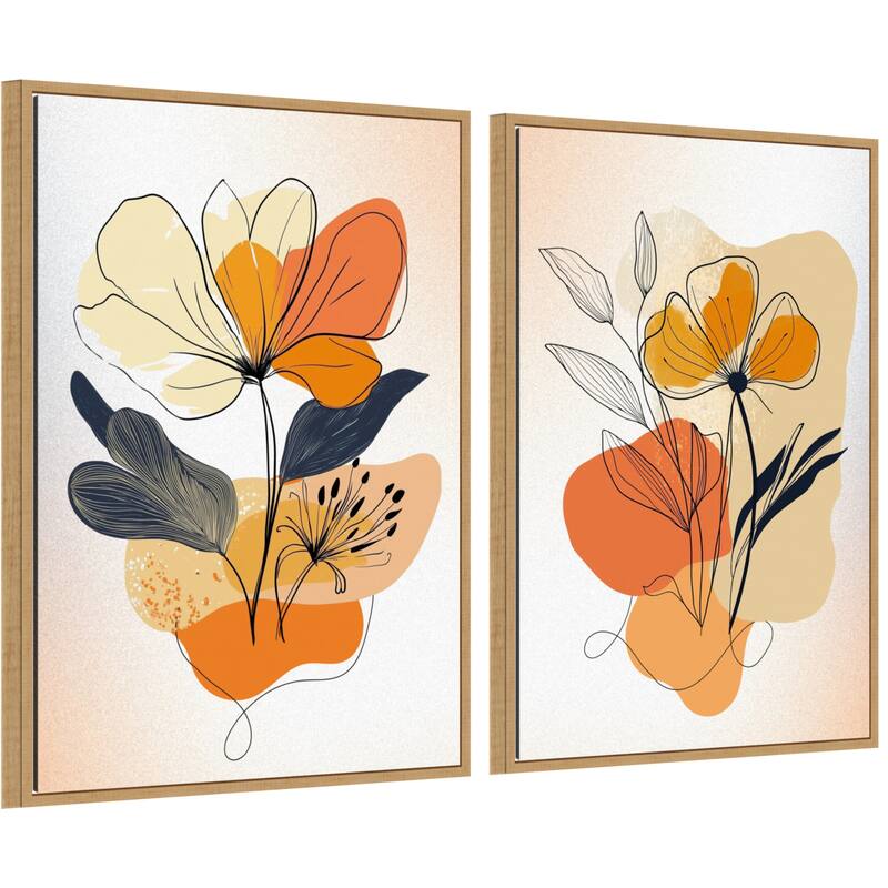 Amanti Art Ember Blooms No. 1 & 3 2 Piece by Sally Ann Moss Framed Canvas Wall Art