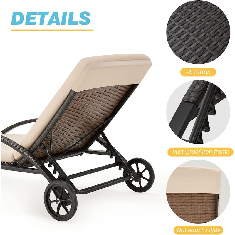 EROMMY Outdoor Patio Lounge Chair, Adjustable Recliner Outdoor Lounge Chairs, Multiple Colors Available