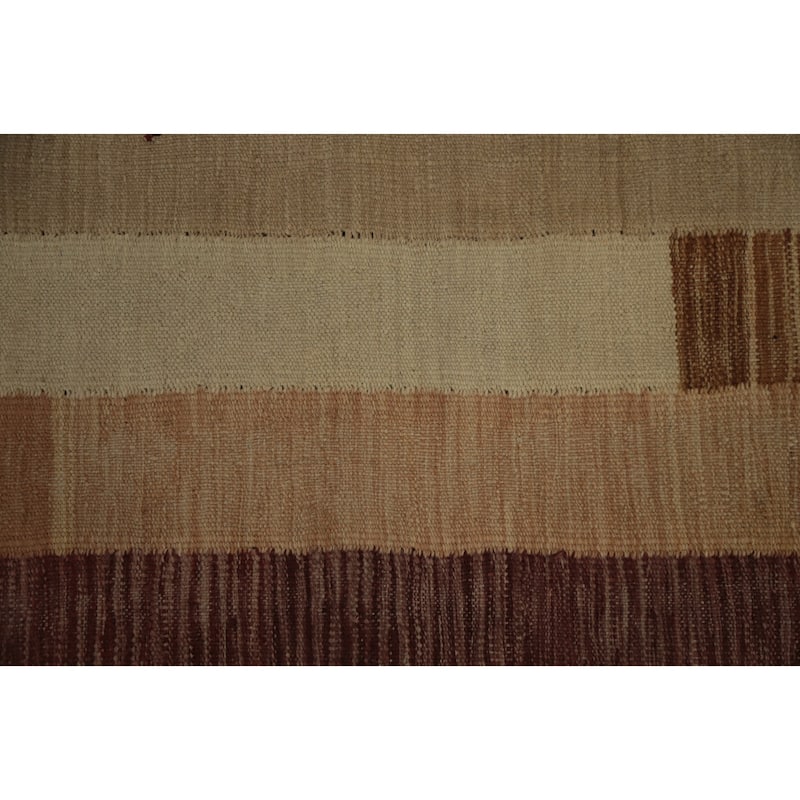 Hand Woven Oriental 100% Wool Carpet Southwestern Tribal Brown Kilim Area Rug - 9' 9'' X 8' 2''