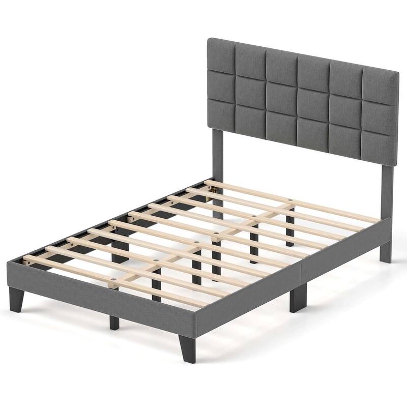 Costway Full/Queen/King Size Bed Frame Modern Linen Fabric Upholstered - Full