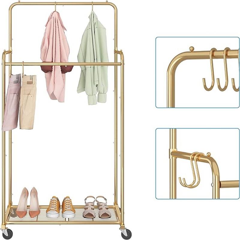 Heavy Duty Clothing Rolling Rack on Wheels for Hanging Clothes - 16"D x 29"W x 59.25"H