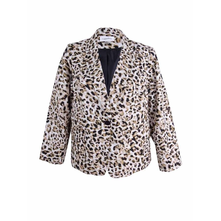 Calvin Klein Women's Petite Leopard-Print Blazer