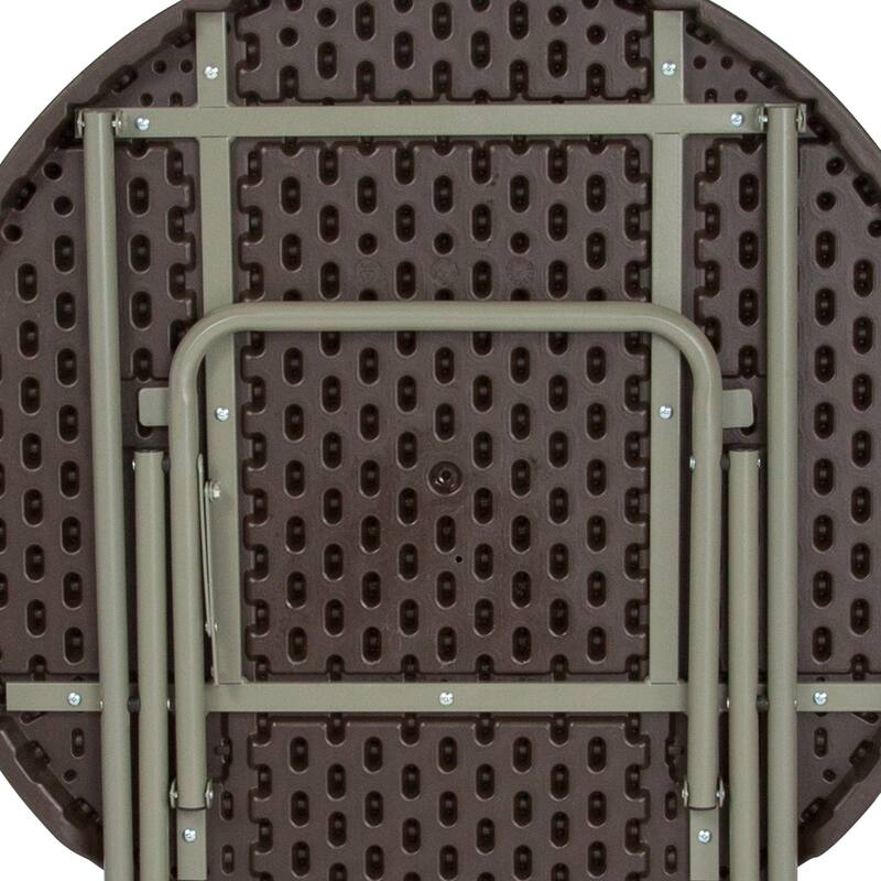 2.6-Foot Round Rattan Plastic Folding Table - Outdoor Event Table