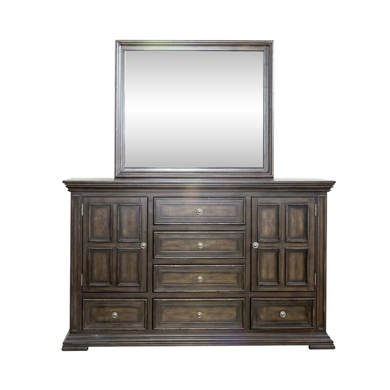 Big Valley Brownstone Distressed Dresser & Mirror Set