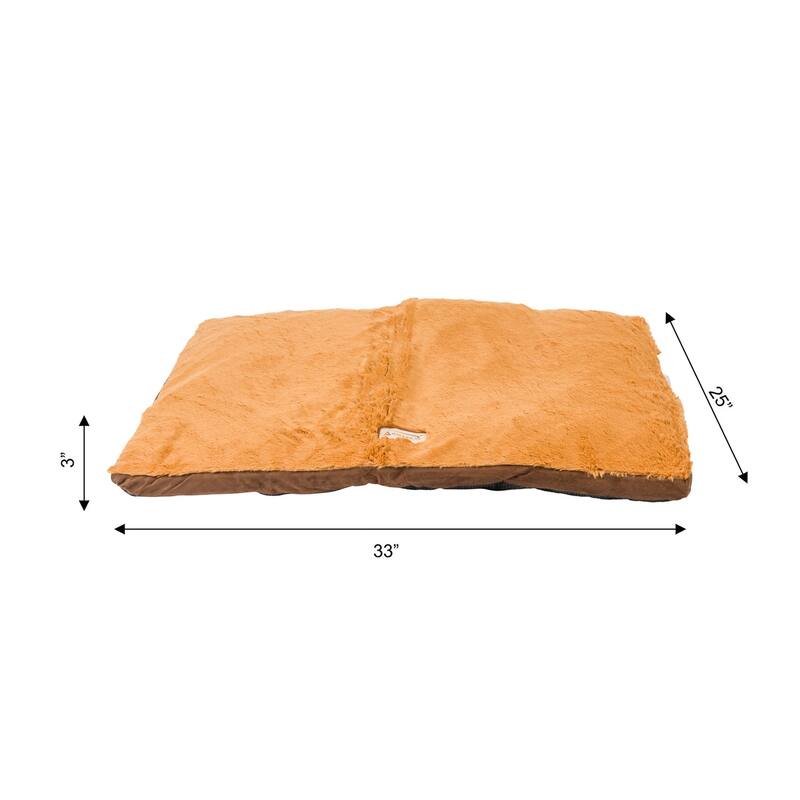 Pet Bed Mat With Poly Fill Cushion In Earth Brown & Mocha