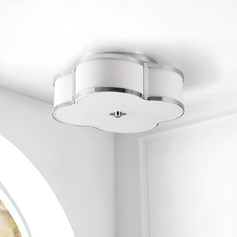 Frank Scalloped Shade Metal Classic Glam LED Flush Mount, by JONATHAN Y