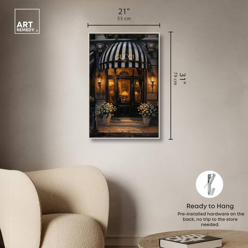 Elegant Night Time Store Visit Canvas by Art Remedy
