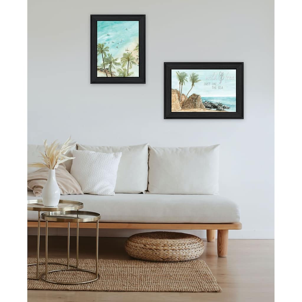 Trendy Decor 4U "Wild and Free" In the Ocean Breeze! Printed Framed Wall Art by Cindy Jacobs