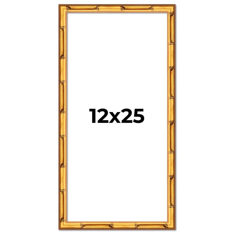 12x25 Frame Gold Bamboo Picture Frame Modern Photo Frame Includes UV Acrylic Shatter Guard Front Acid Free Foam Backing Board