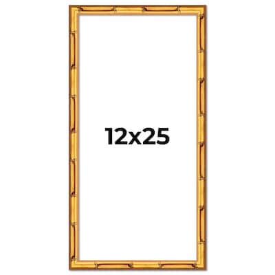 12x25 Frame Gold Bamboo Picture Frame Modern Photo Frame Includes UV Acrylic Shatter Guard Front Acid Free Foam Backing Board