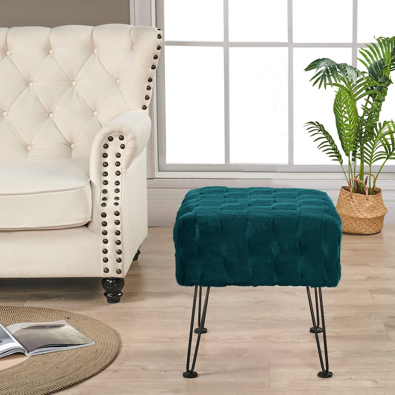 Home Soft Things Brick FauxFur Stool Soft Ottoman Furry Padded Seat