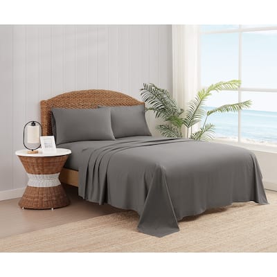 Oceanfront Resort Embroidered Solid Wavy Percale Sheet Set