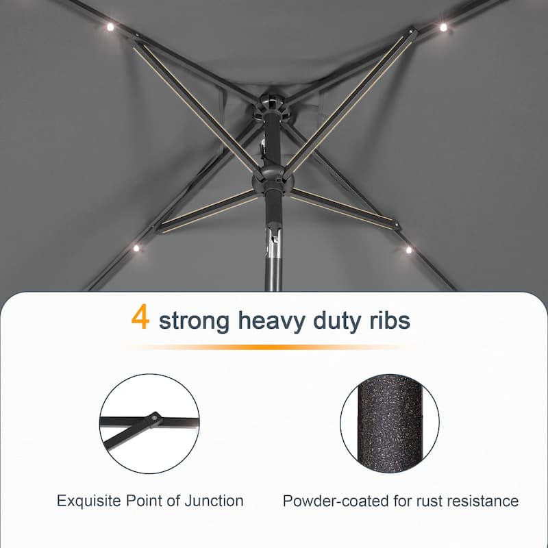 LIVOOSUN 6.5×6.5FT LED Square Patio Umbrella with UPF50+, Tilt Function, and Wind-Resistant Design——Experience Outdoor Comfort