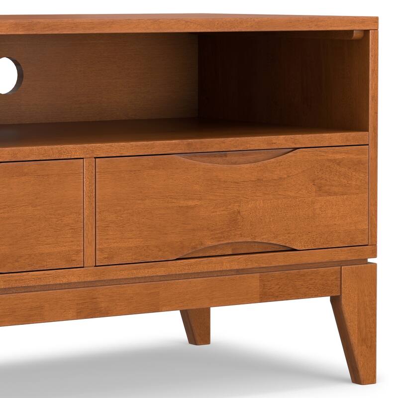 WYNDENHALL Pearson SOLID HARDWOOD 60 inch Wide Mid Century Modern TV Media Stand For TVs upto 65 inches - 60"w x 19"d x 22" h