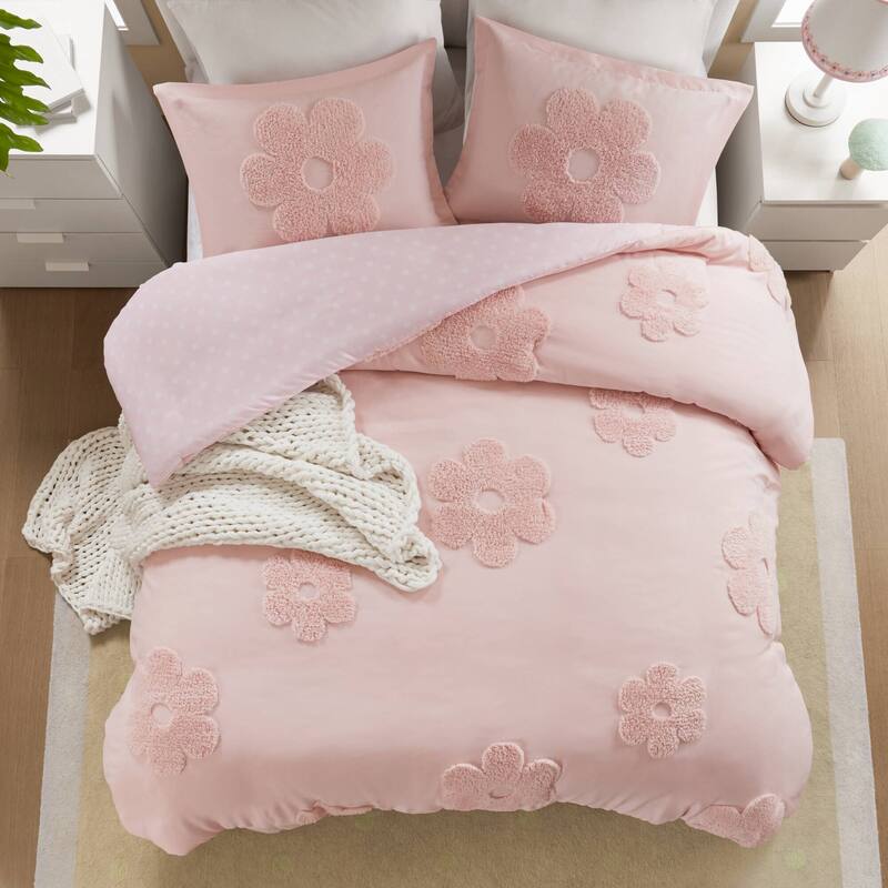 Intelligent Design Kids Gracie Floral Reversible Tufted Chenille Duvet Cover Set