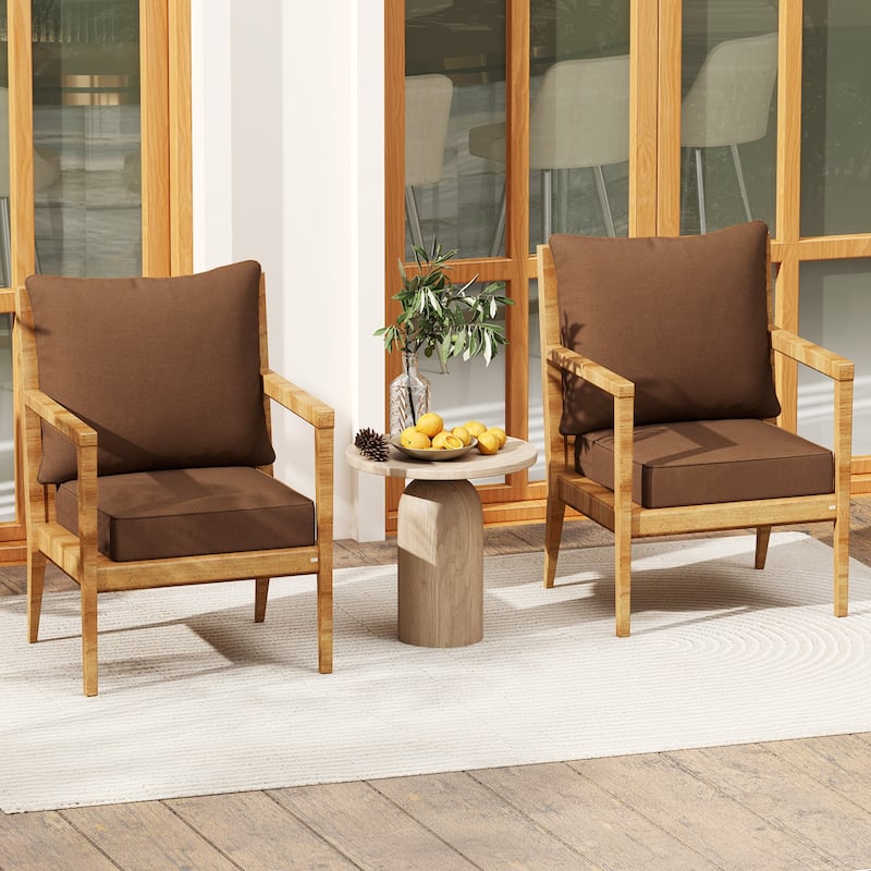 Gymax Deep Seat Chair Cushion Pads Set Indoor/Outdoor w/ Rope Belts