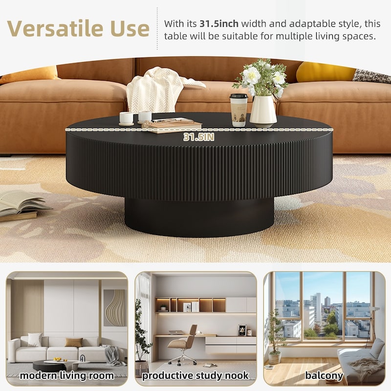 Minimalist Round Coffee Table with Sturdy Base and Versatile Functionality
