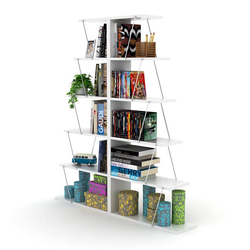 Modern 5 Tier Narrow Ladder Bookshelf