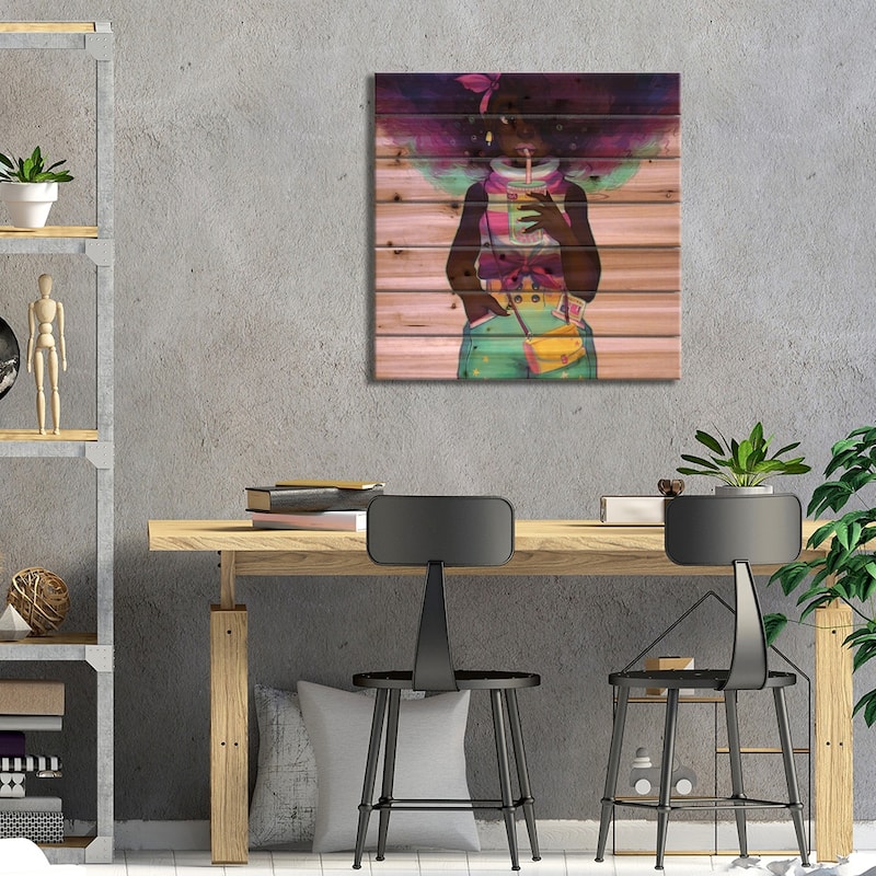 Boba Print On Wood by Geneva B - Multi-Color