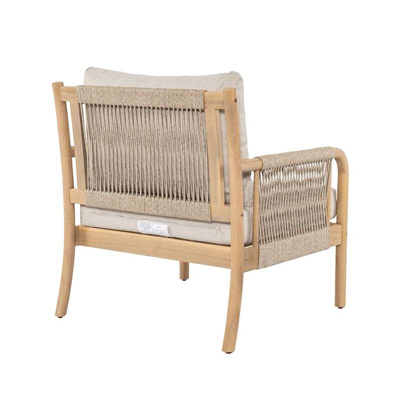 Scott Living Casper Outdoor Club Chair Acacia Wood and Woven Rope