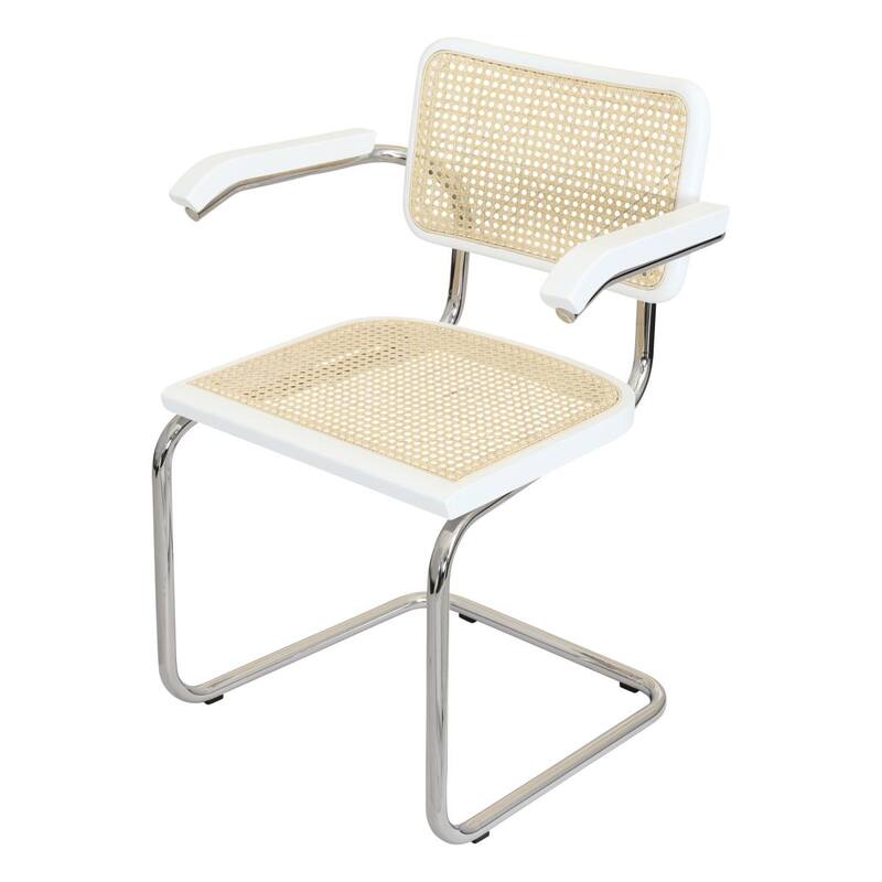Breuer Chair Company Marcel Breuer Cesca Cane Cantilever Armchair Arm Chair w/ Chrome Steel Frame (Various Wood & Cane Colors)