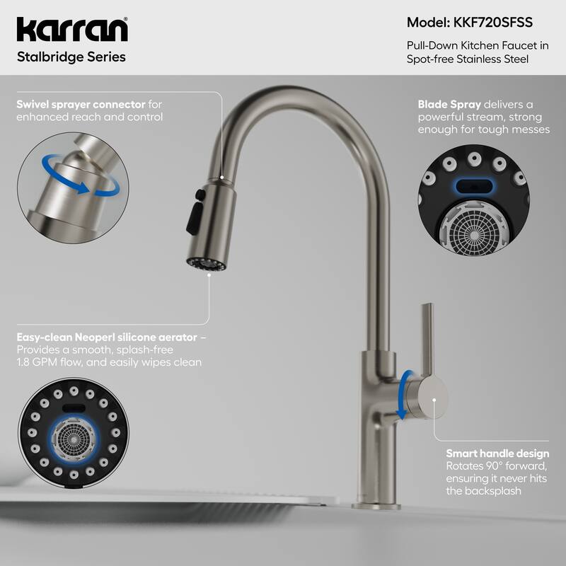 Karran Stalbridge Single Handle Pull-Down Sprayer Kitchen Faucet