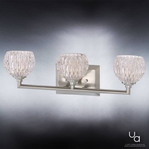 dimension image slide 1 of 2, Luxury Crystal Bathroom Vanity Light, 6.25"H x 20"W, with Classic Style, Brushed Nickel Finish - 6.25" H, 20" W, 5.25" Dep