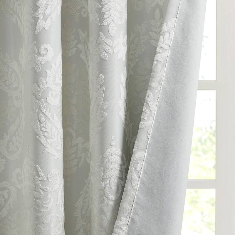 Knitted Jacquard Paisley Total Blackout Grommet Top Curtain Panel(Only 1 Pc Panel)
