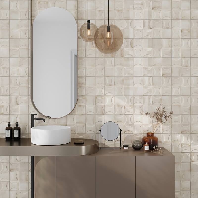 Apollo tile 4" x 4" Antiek Glossy White Ceramic Tile (6.46 sq ft/case) - 60 Pack