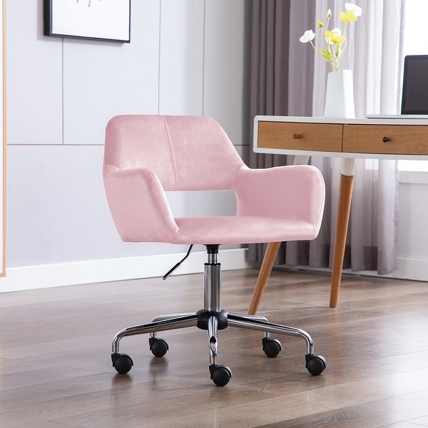 Porthos Home Pepa Swivel Office Chair with Armrests, Suede Upholstery. Opens flyout.