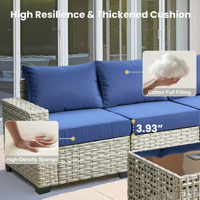 XIZZI 8-piece Outdoor Grey Wicker Furniture Conversation Set