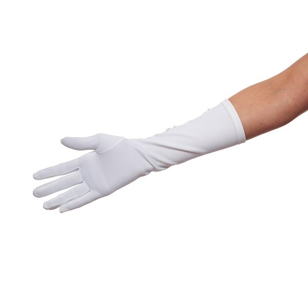 white arm length gloves