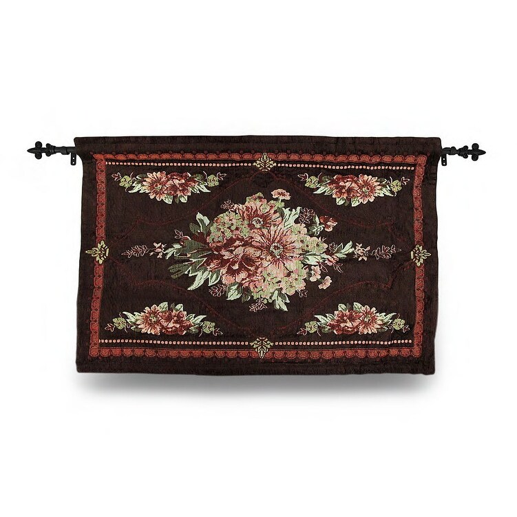 Shop Brown Floral Josephine Tapestry Wall Hanging W Rod 36 X 26 In 36 X 26 X 0 75 Inches Overstock 16750912