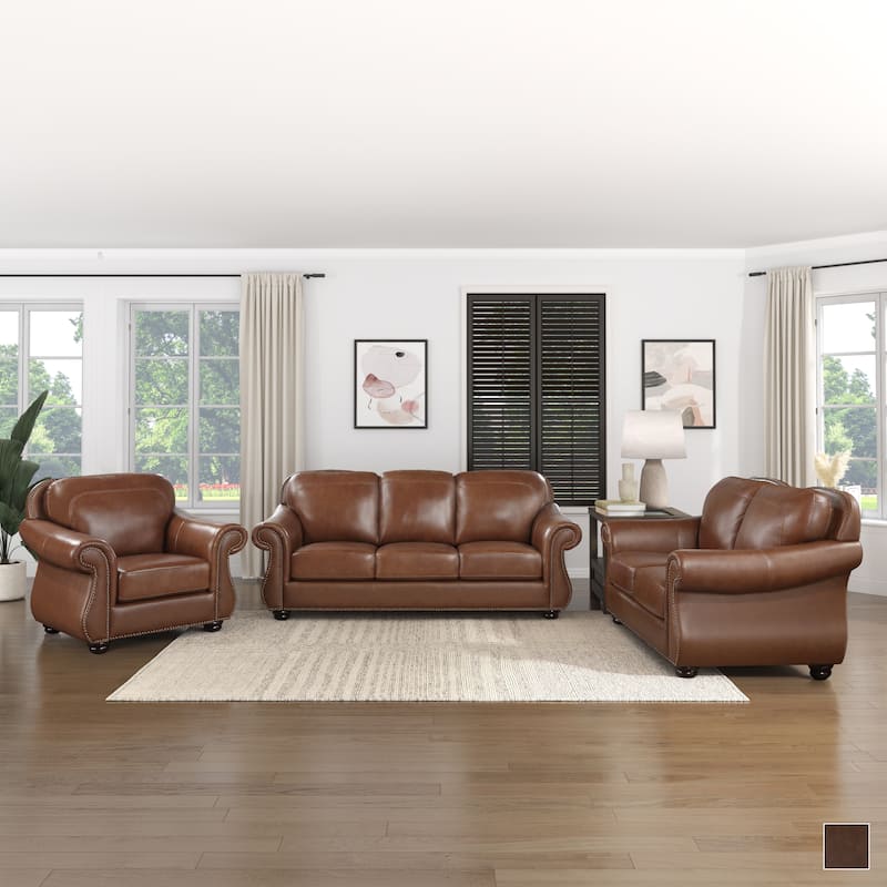 Fowler 3-Piece Leather Match Living Room Sofa Set