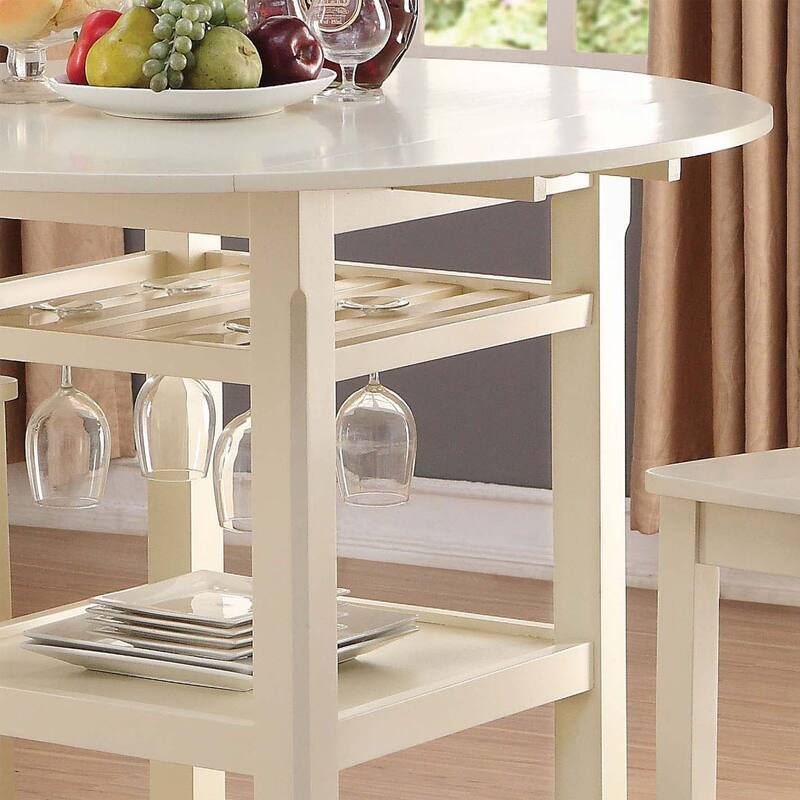 Cream 2-Shelf Counter Height Table