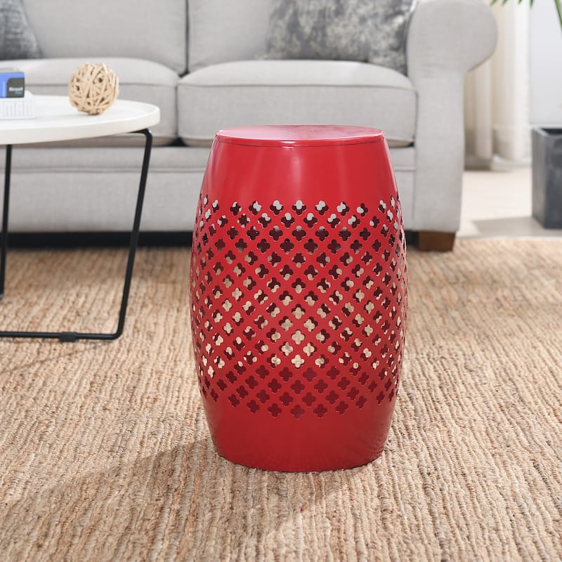 Outdoor Lace Cut Side Table - Red