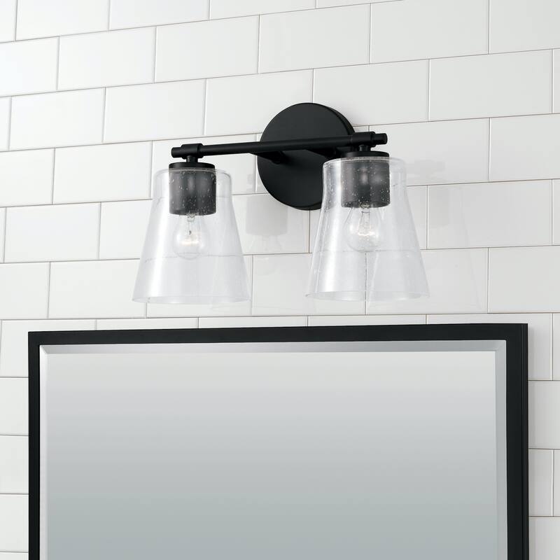 Baker 2-light Bath/ Vanity Fixture w/ Clear Seeded Glass