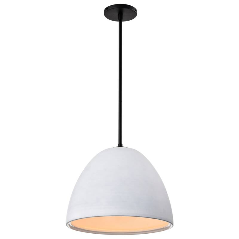 Collins 14 Inch Pendant with White Ceramic - Matte Black