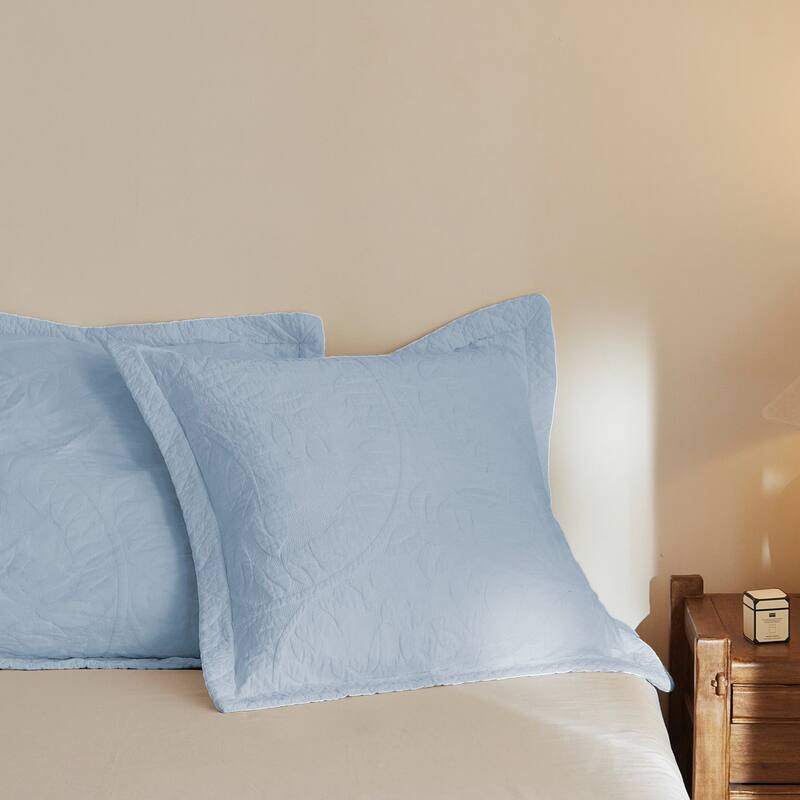 2 Pcs Cotton Embroidered Quilted Euro Shams 26"x26"