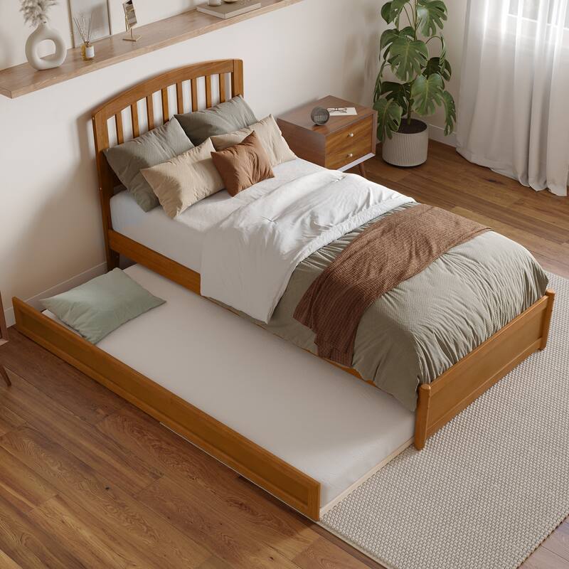 Lucia Platform Bed with Panel Footboard and Twin XL Trundle