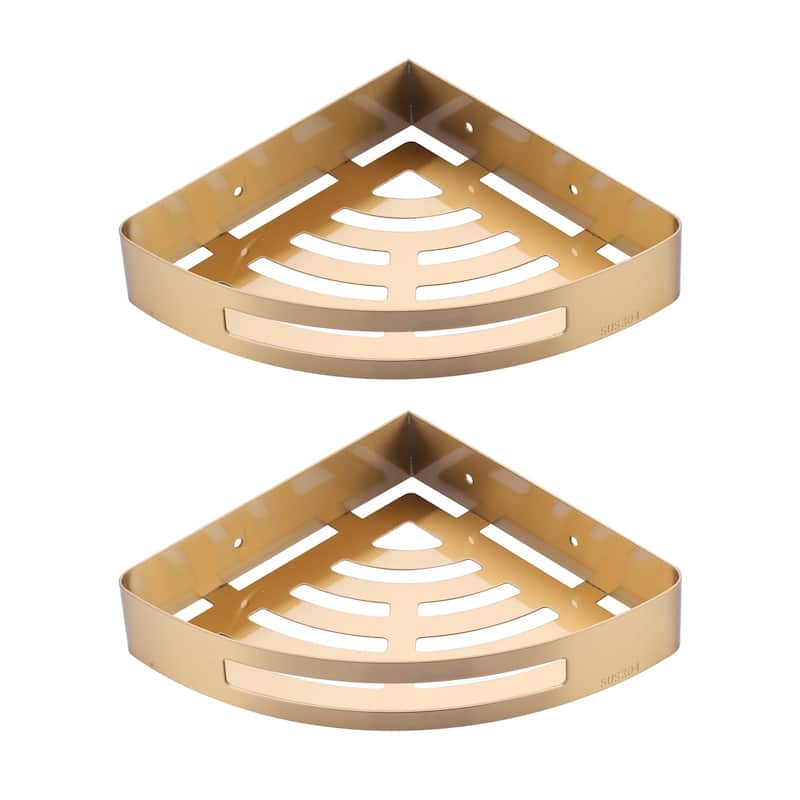 WOWOW Two Piece Stainless Steel Modern Wall Mounted Storage Basket - N/A - Brushed Gold