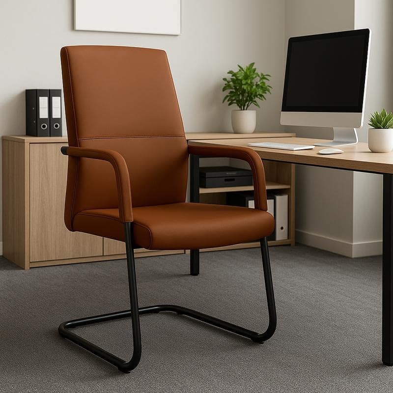 Evander Padded Leather Office Chair with Aluminum Frame, Fixed Armrests, Sponge Cushion, Easy-Clean Design & Quick Assembly