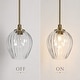 preview thumbnail 9 of 10, Modern Glam 1-Light Brass Clear Ribbed Glass Pendant Light for Kitchen Island - 9"