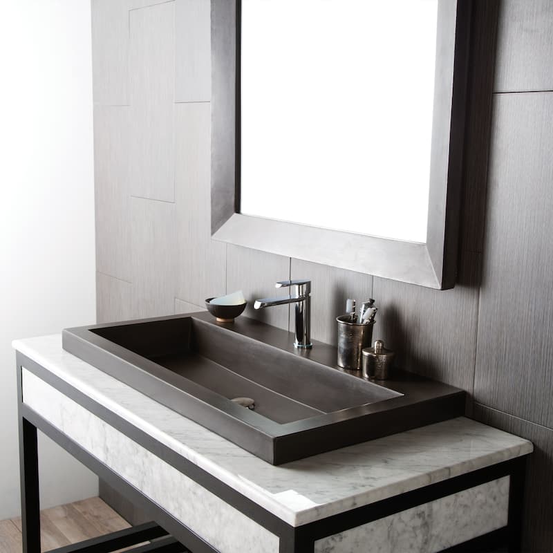 Carrara Marble Vanity Top - Trough Sink Cutout (Top Only)